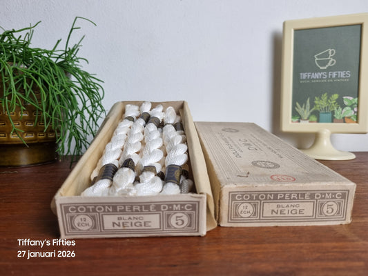 Vintage DMC Coton Perlé borduurgaren Blanc Neige nr. 5 – originele doos