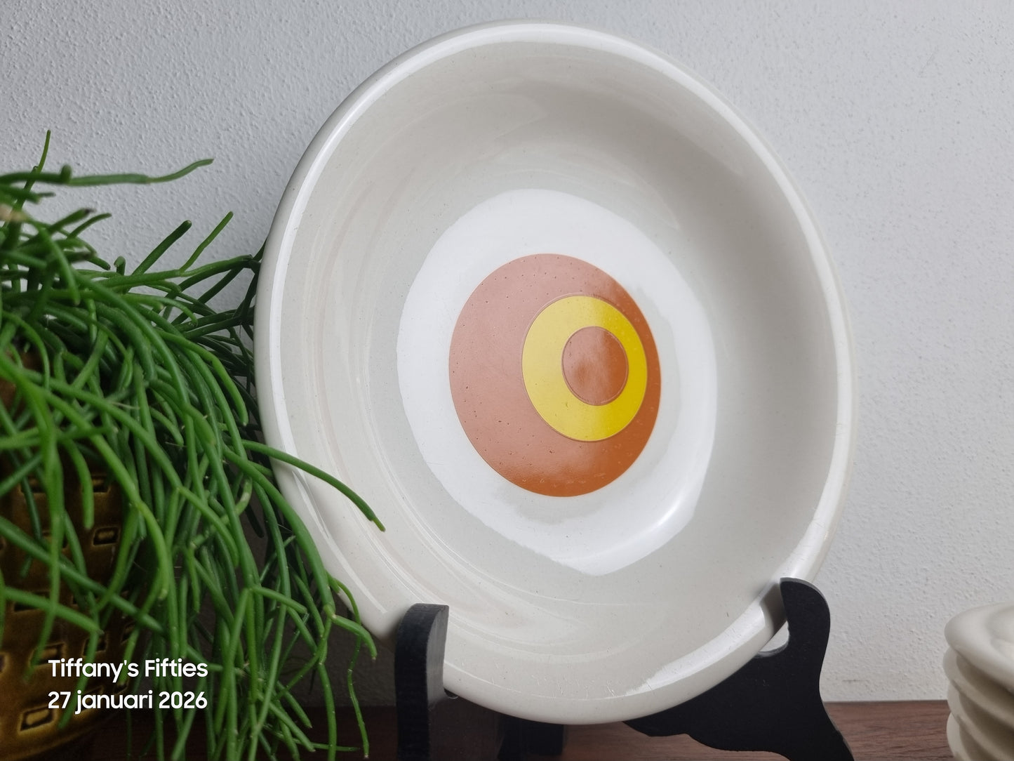 Diep bord Boch retro geel-oranje print