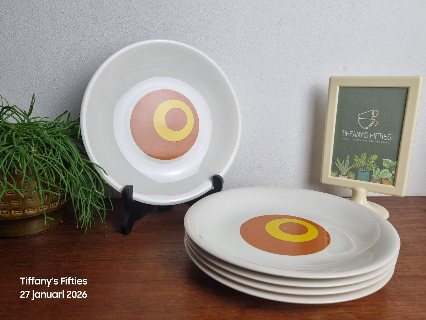 Dinerbord Boch retro geel-oranje print