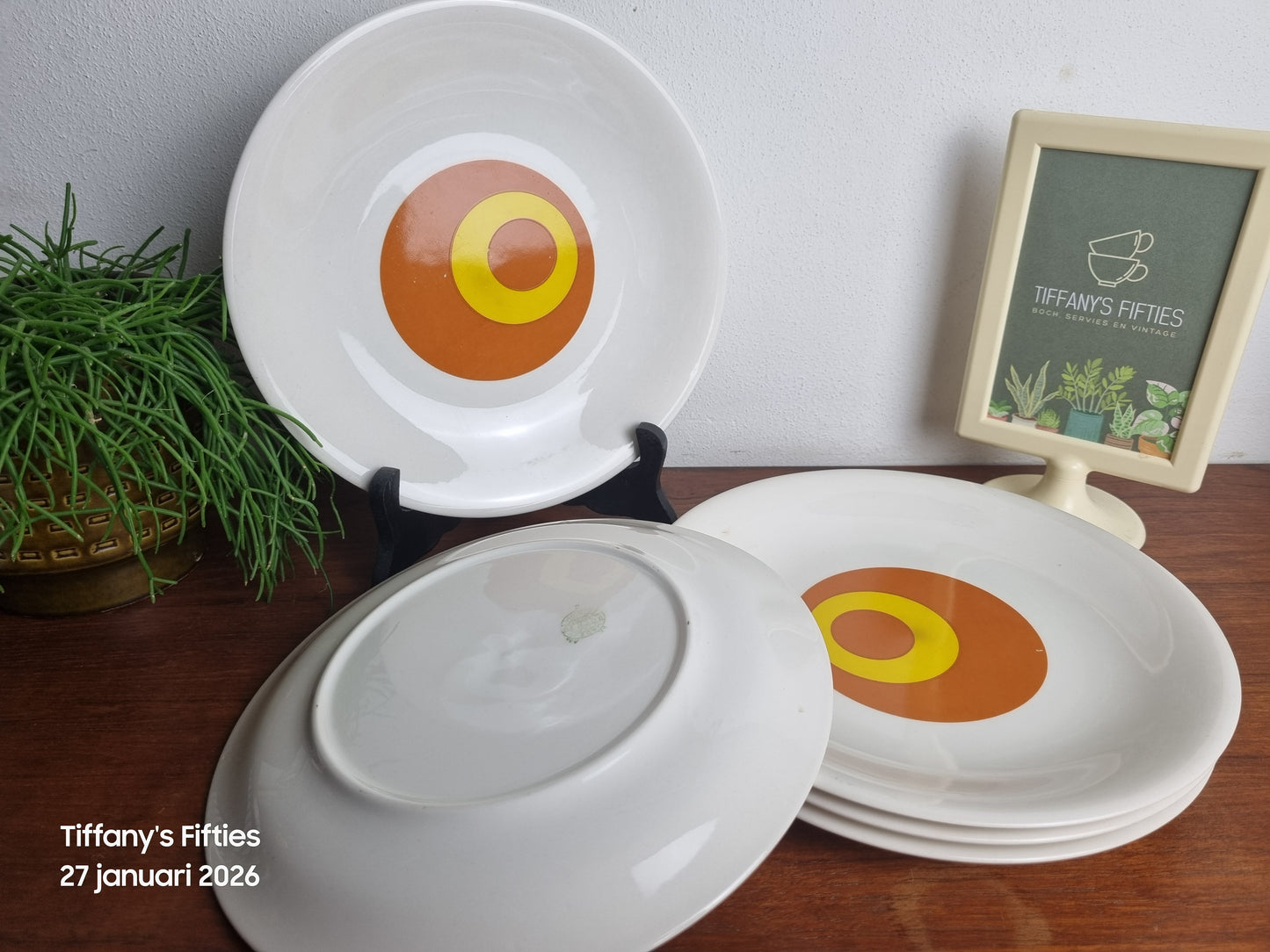 Dinerbord Boch retro geel-oranje print