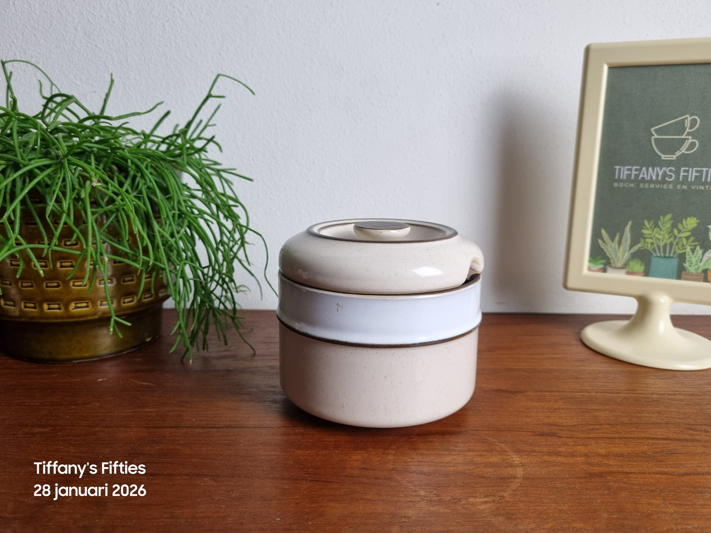 Jampot Engels aardewerk beige-bruin