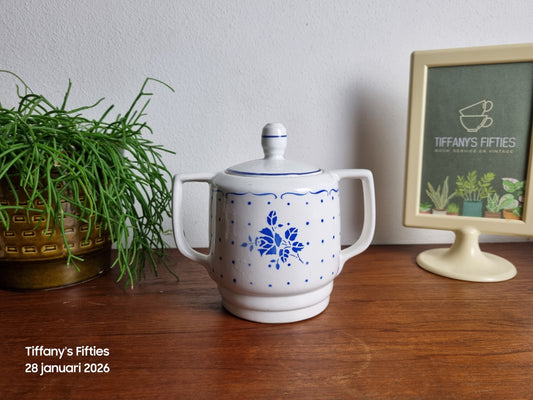 Suikerpot St Amand blauw bloemdecor