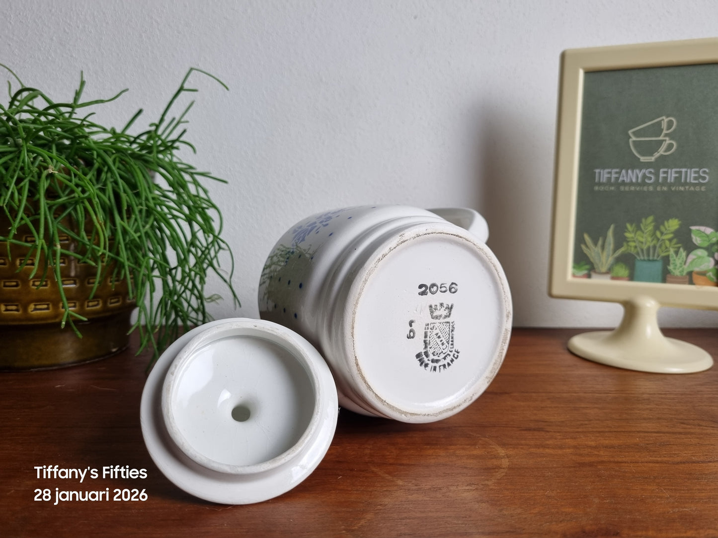 Suikerpot St Amand blauw bloemdecor