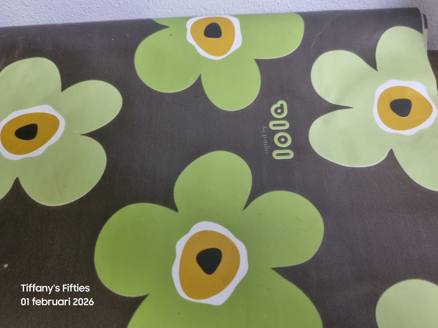 Retro tafelkleed groene bloemen