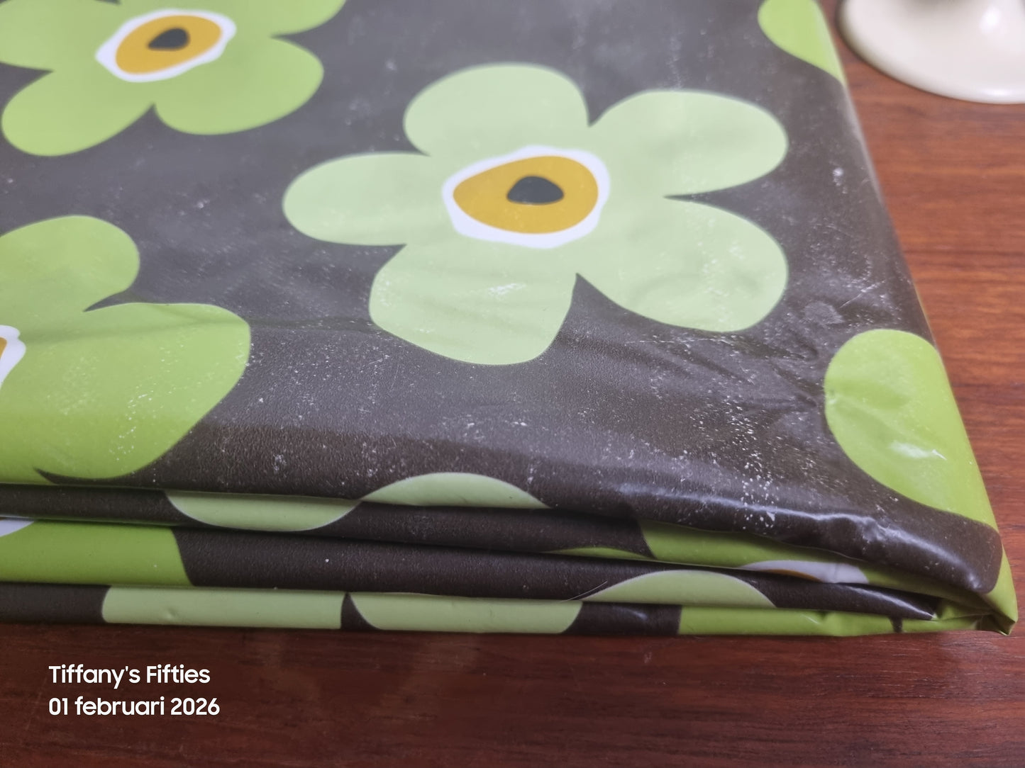 Retro tafelkleed groene bloemen
