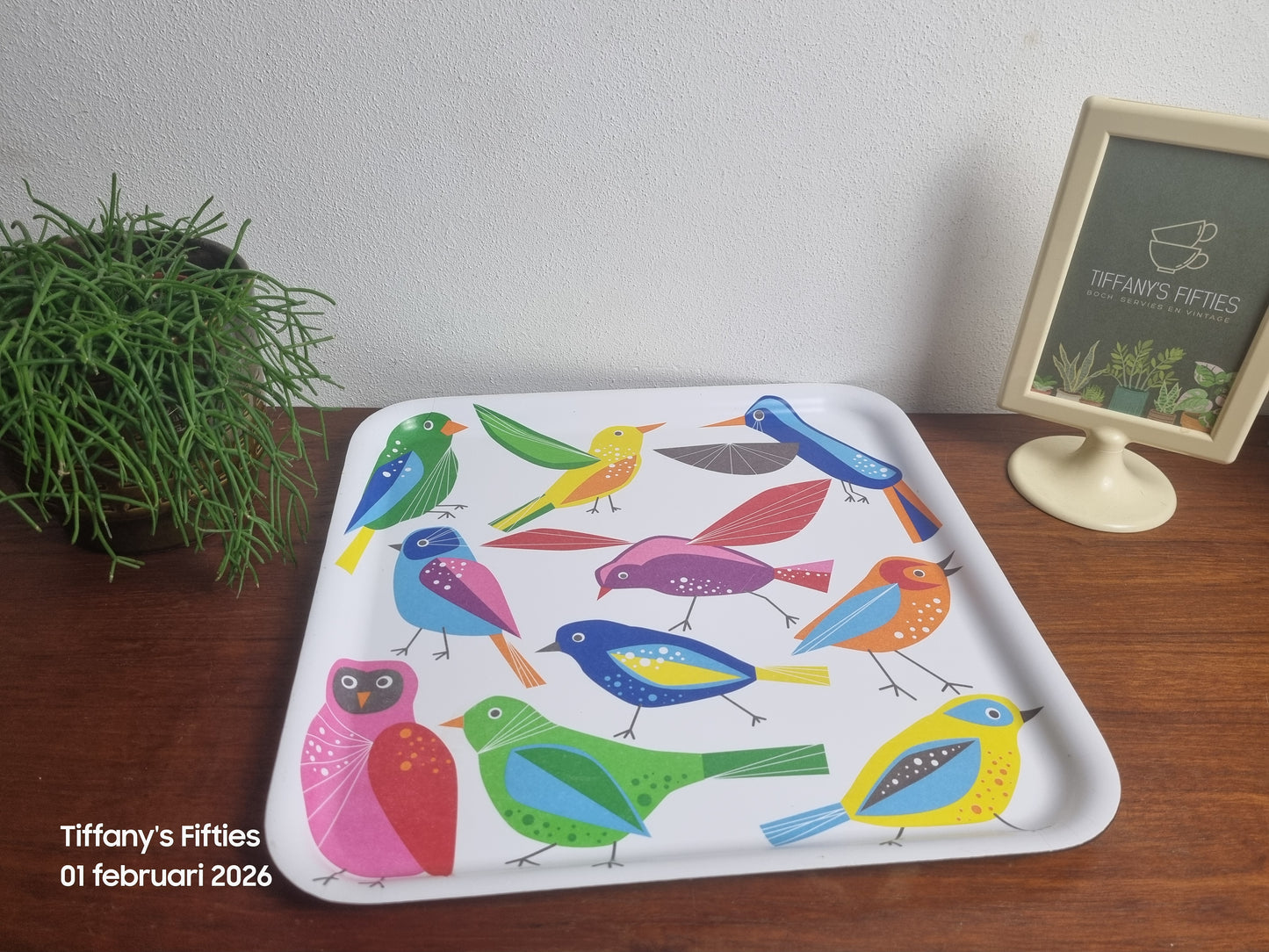 Vintage dienblad Ikea Bärbar kleurrijke vogels