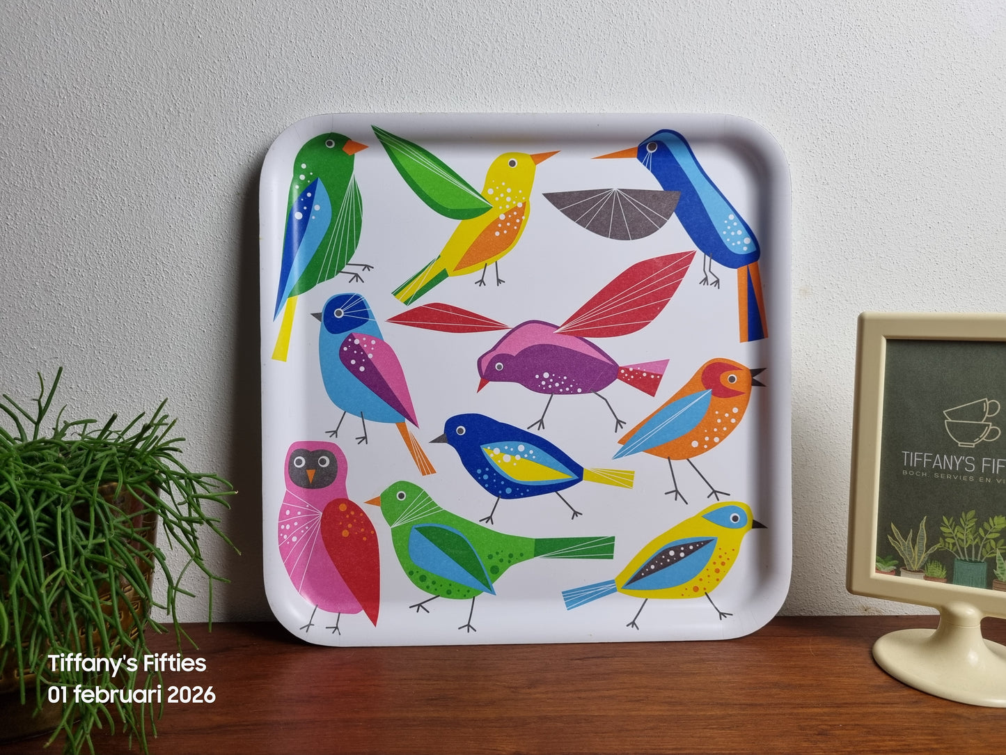 Vintage dienblad Ikea Bärbar kleurrijke vogels