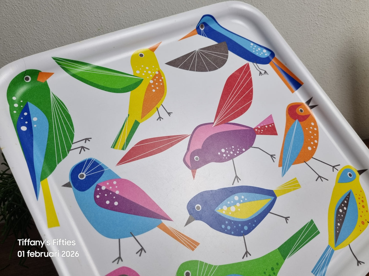 Vintage dienblad Ikea Bärbar kleurrijke vogels