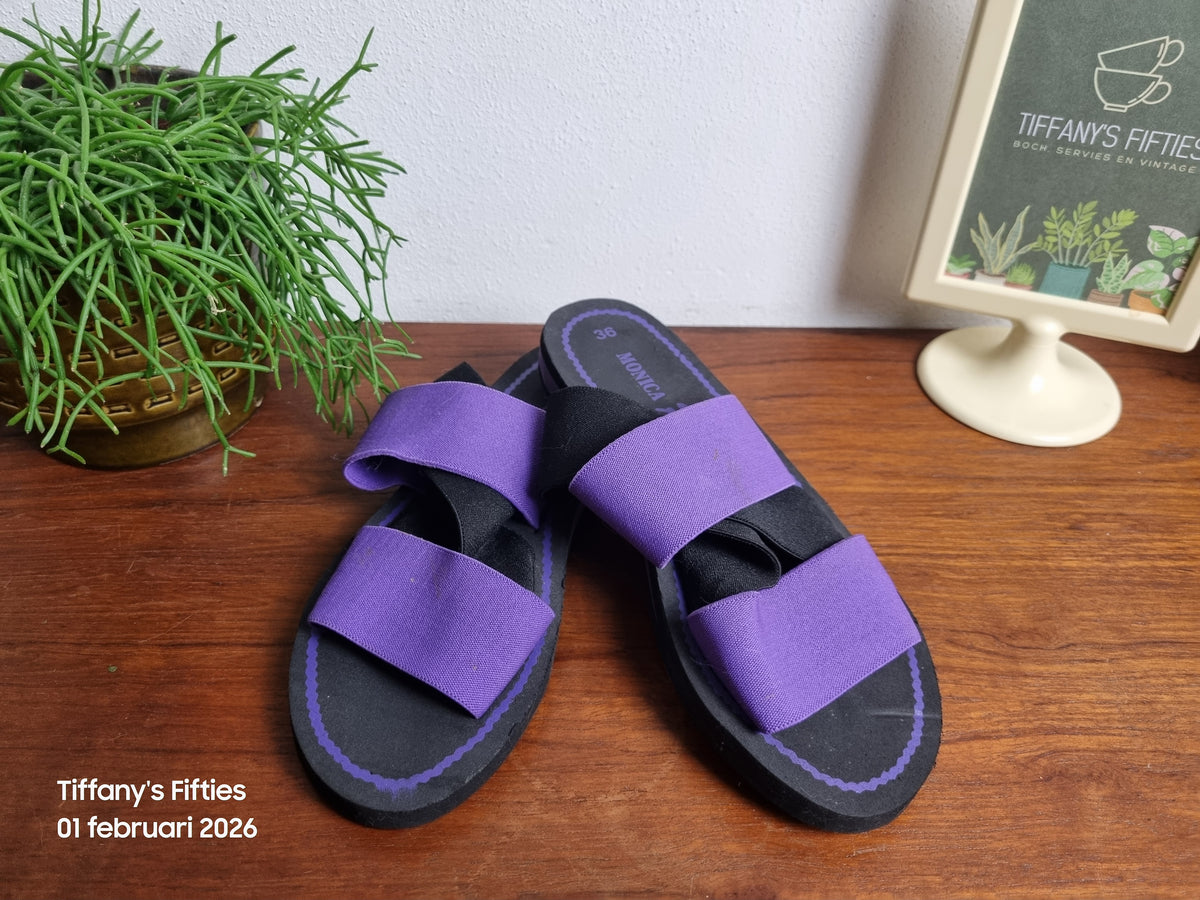 Vintage sandalen paars/zwart – maat 36