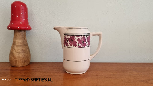 Brocante melkkan Boch "Namur" paarse bloemen