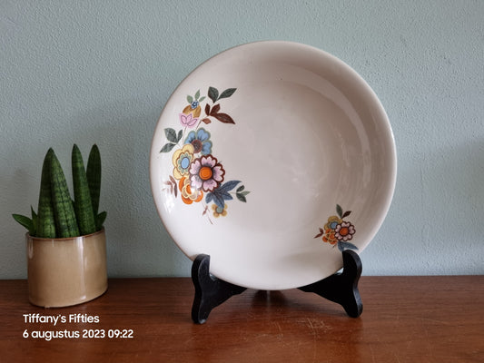 Diep bord Boch "Saturne" met retro bloemen