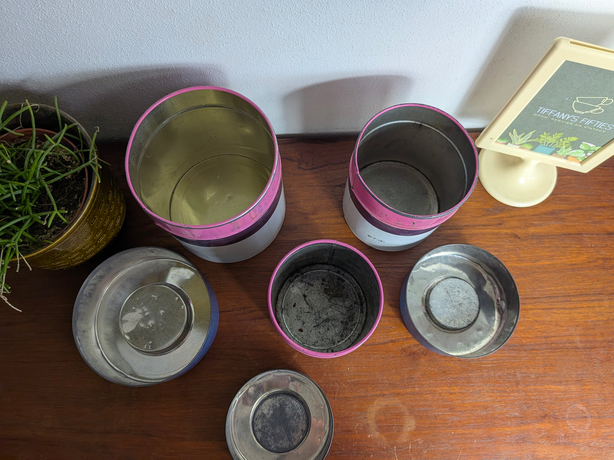 Set 3 voorraadblikken met geometrisch retro decor