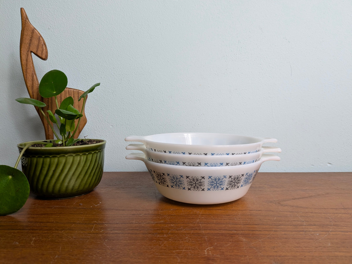 Ovenschaaltje blauw grijs retro decor