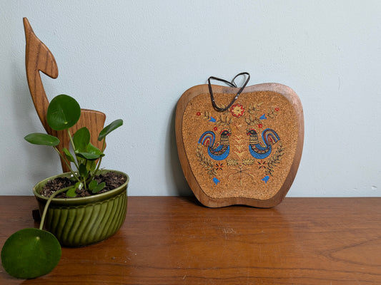 Vintage panonderzetter met hanendecor