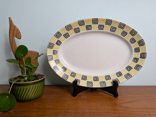 Ovale schaal Badonviller geometrisch decor geel zwart