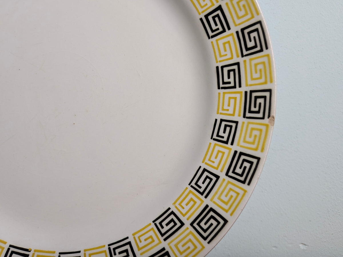 Groot bord Badonviller geometrisch decor geel zwart