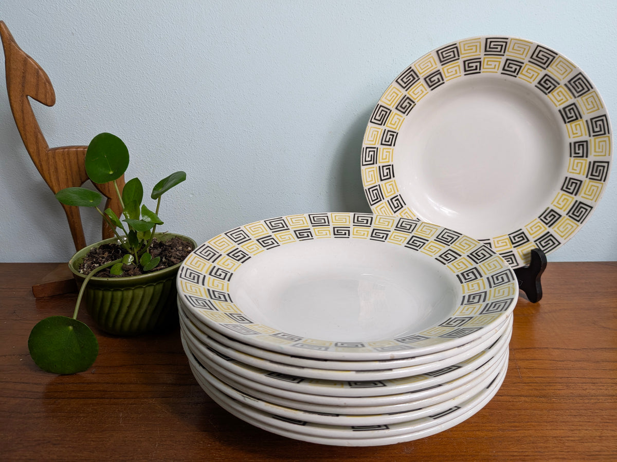 Diep bord Badonviller geometrisch decor geel zwart