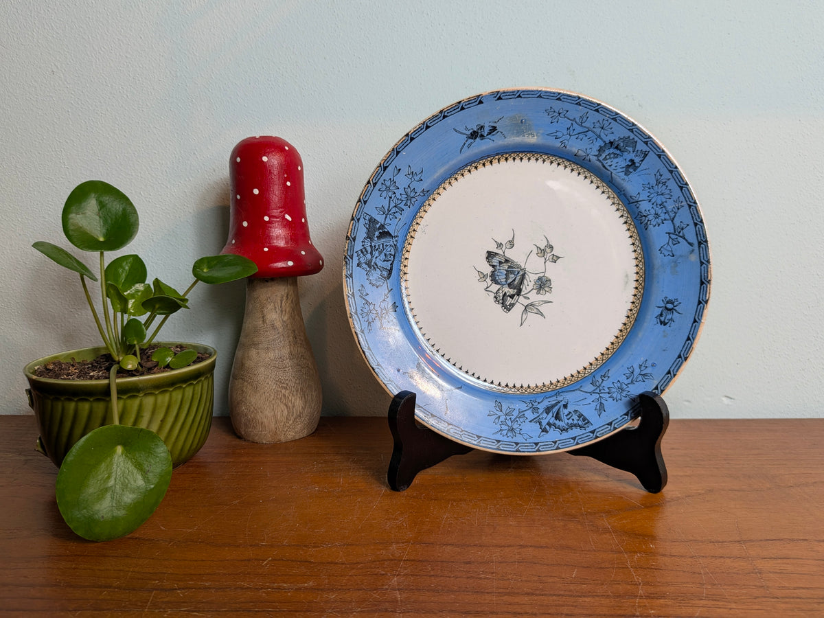 Dessertbord Petrus Regout Maastricht Vlinder blauw