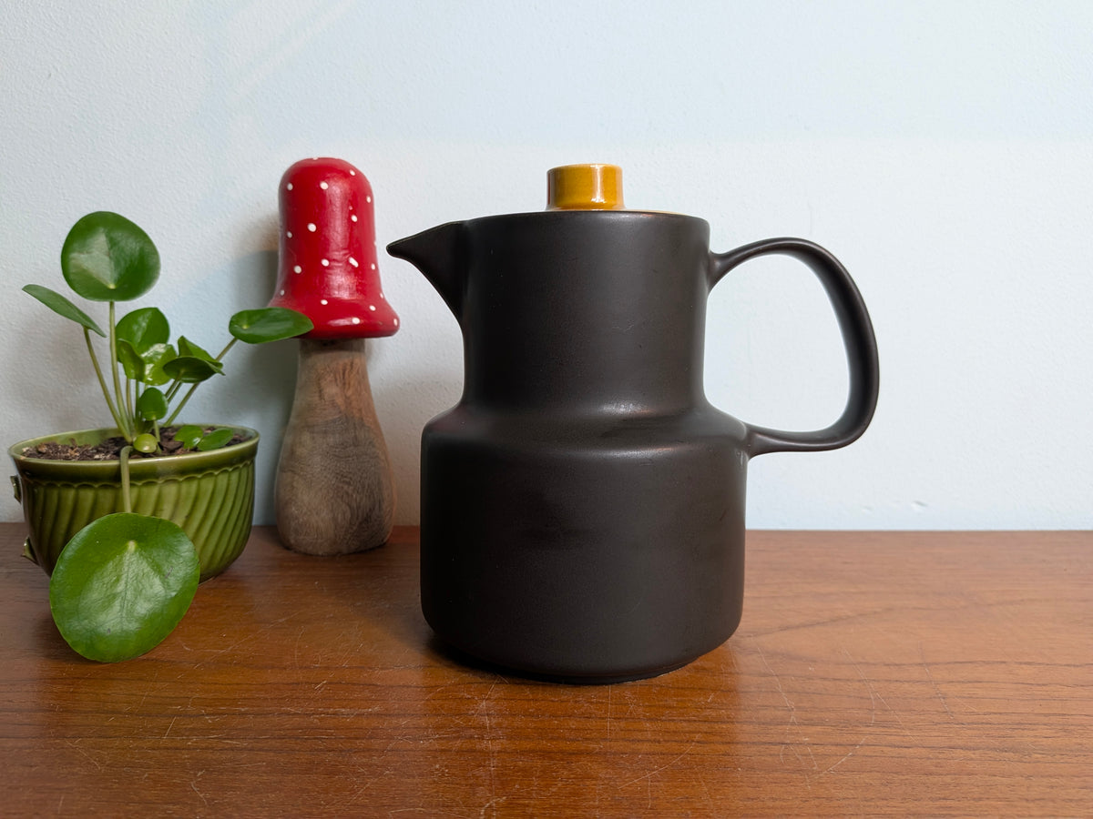 Koffiekan Melitta donkerbruin met okergeel deksel